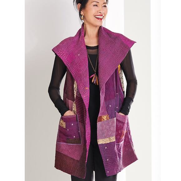mieko mintz Jackets & Blazers - Mieko Mintz Kantha Reversible Cotton Silk Circular Quilted Vest